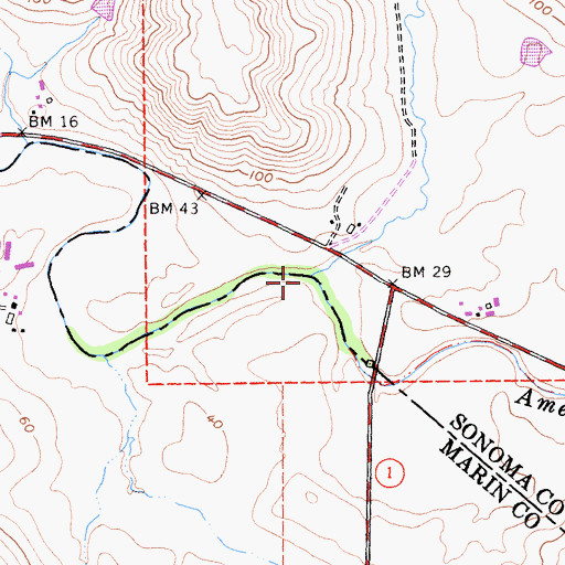 Topographic Map of Americano Creek, CA