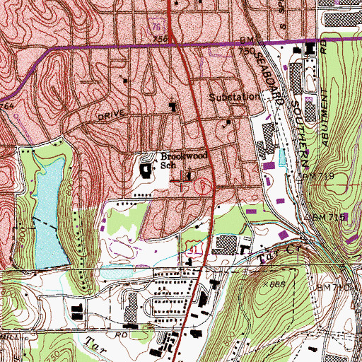 Topographic Map of Rock Hill School, GA
