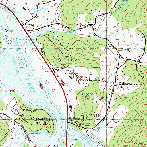 Topographic Map of Towns County Elementary School, GA