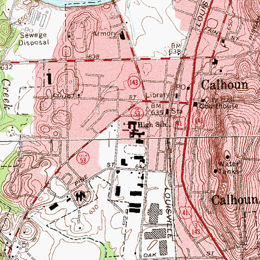 Topographic Map of Calhoun Learning Center, GA