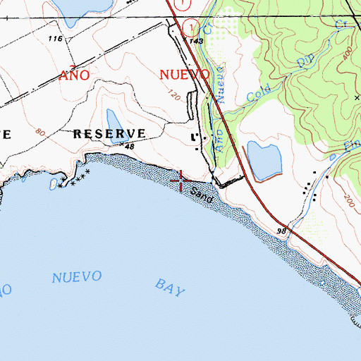 Topographic Map of Ao Nuevo Creek, CA