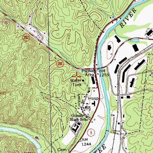 Topographic Map of Ellijay Seventh Day Adventist School, GA