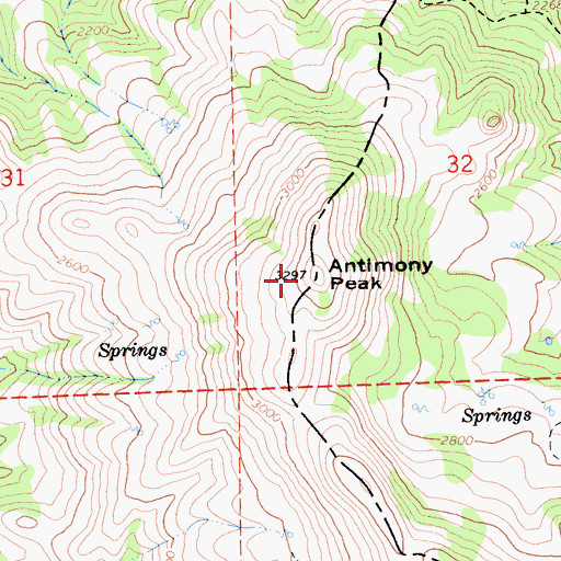 Topographic Map of Antimony Peak, CA