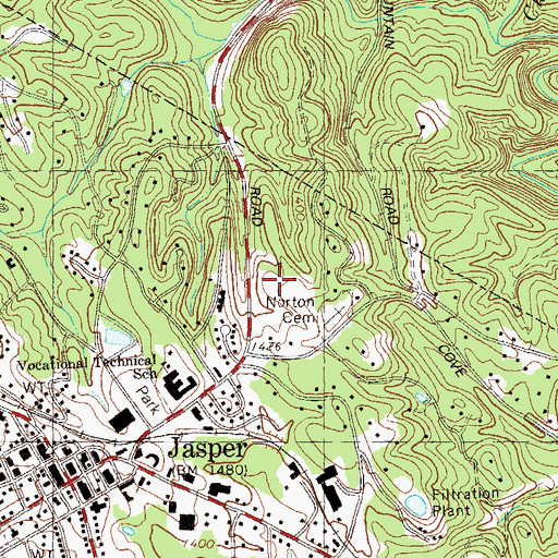 Topographic Map of Jasper Seventh Day Adventist School, GA