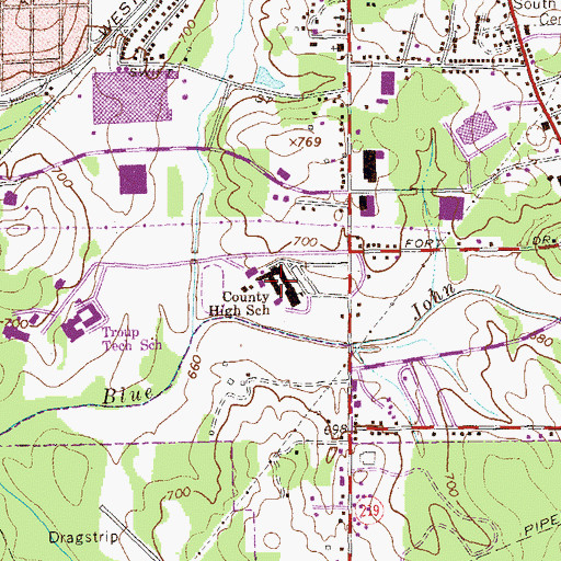 Topographic Map of Whitesville Road Elementary School, GA