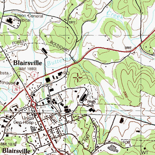 Topographic Map of Union County Middle School, GA