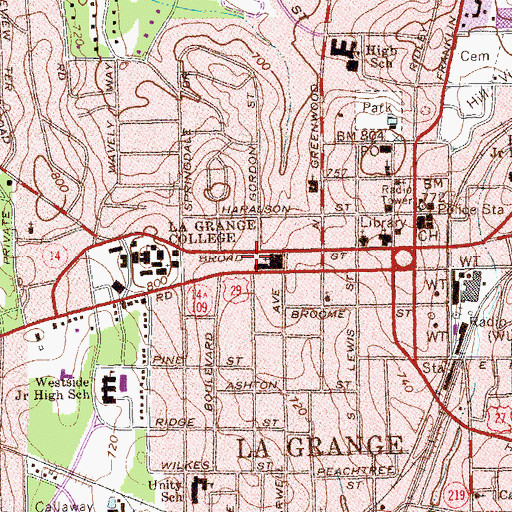 Topographic Map of First United Methodist School, GA