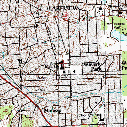 Topographic Map of Lakeview Middle School, GA