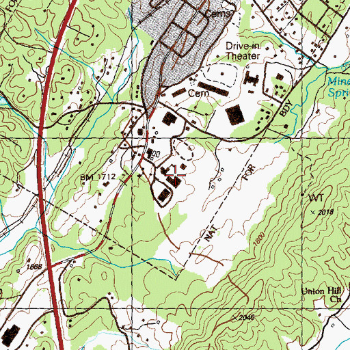 Topographic Map of Fannin County Career and Technology Center, GA