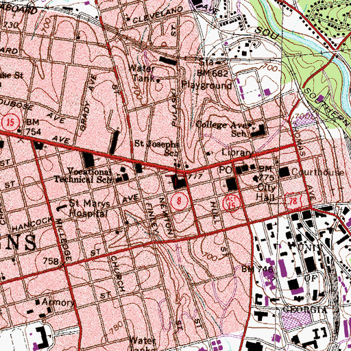 Topographic Map of Saint Joseph Catholic School, GA