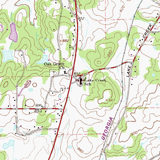 Topographic Map of Vineyard Harvester Christian Academy, GA
