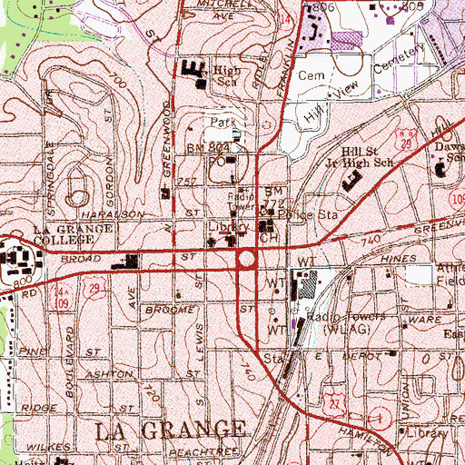 Topographic Map of First Presbyterian Montessori School, GA