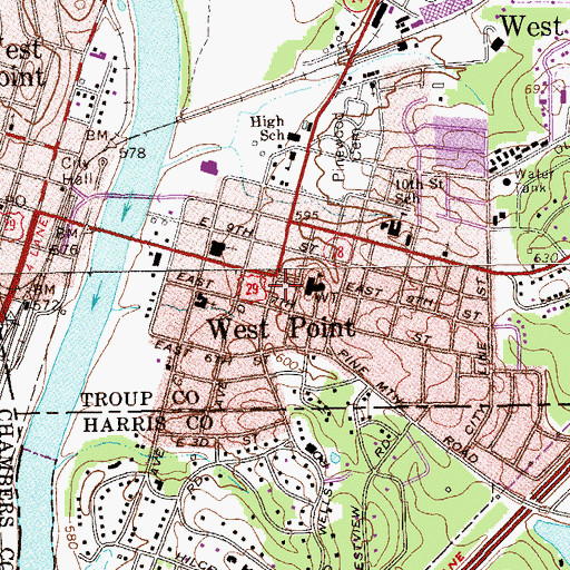 Topographic Map of Cornerstone Christian School, GA