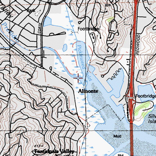 Topographic Map of Arroyo Corte Madera Del Presidio, CA