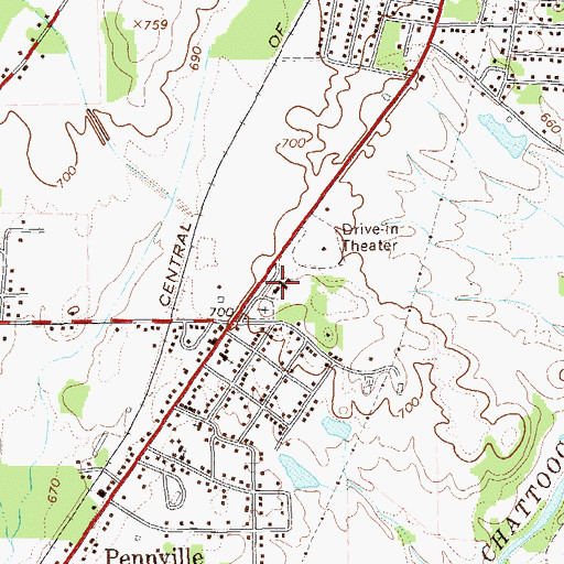 Topographic Map of Chattooga County Crossroads Alternative School, GA