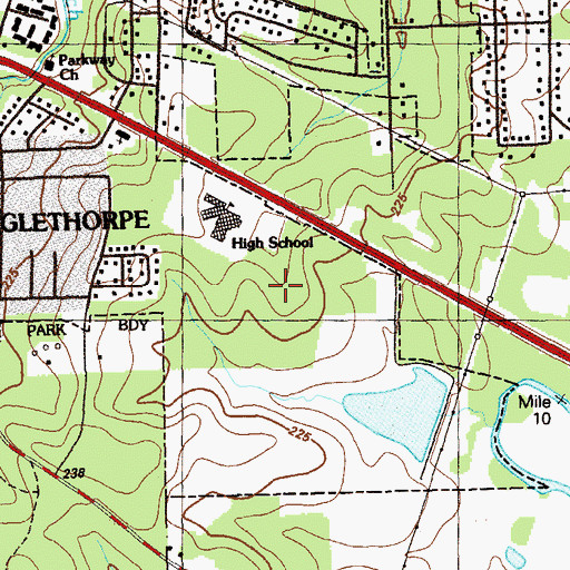 Topographic Map of Battlefield Primary School, GA