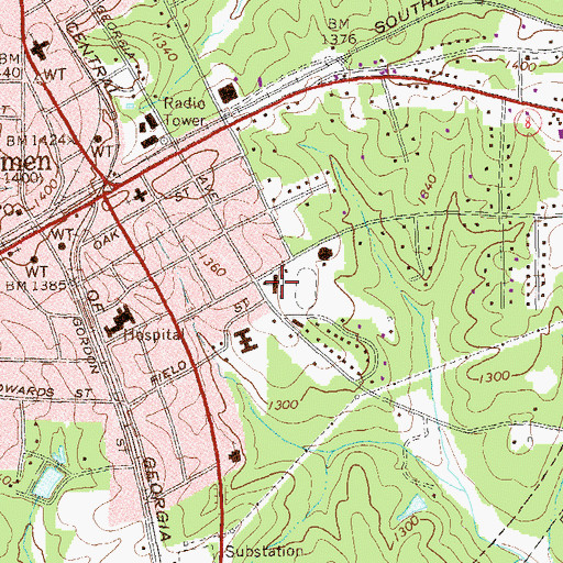 Topographic Map of Bremen High School, GA