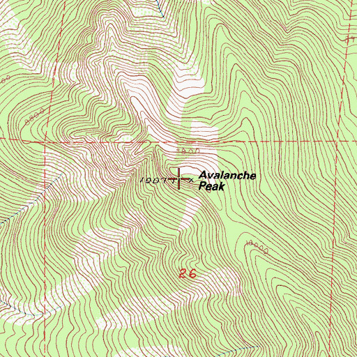 Topographic Map of Avalanche Peak, CA