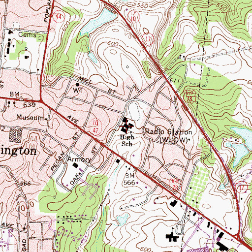 Topographic Map of Washington - Wilkes Elementary School, GA