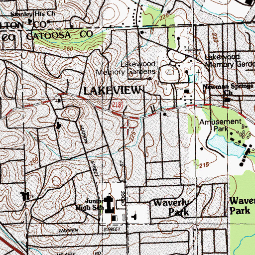 Topographic Map of Lakeview Christian Academy, GA