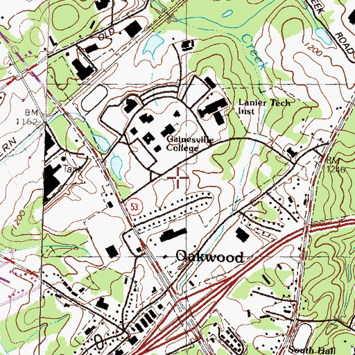 Topographic Map of Lanier Technical College, GA