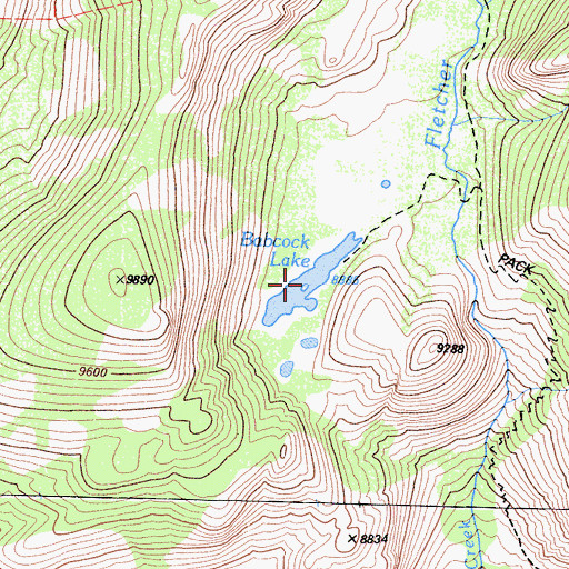 Topographic Map of Babcock Lake, CA