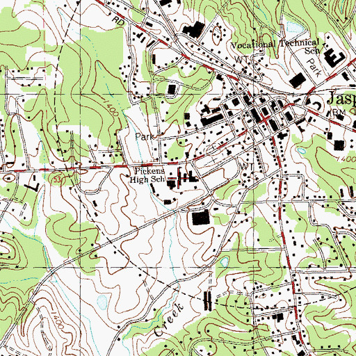 Topographic Map of Jasper Middle School, GA
