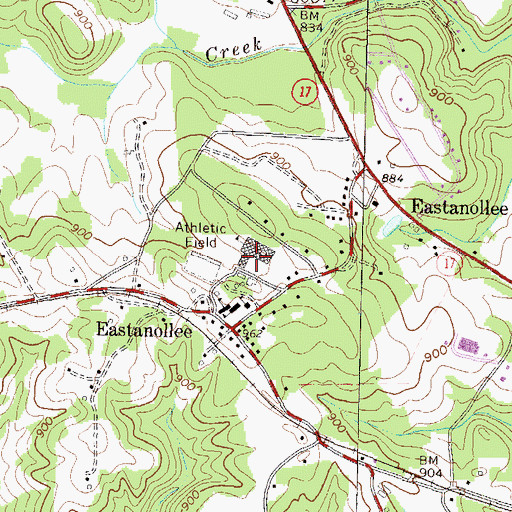 Topographic Map of Stephens County Crossroads Success Academy, GA