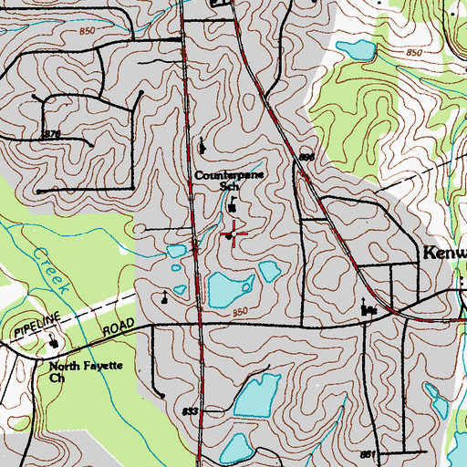 Topographic Map of Counterpane School, GA