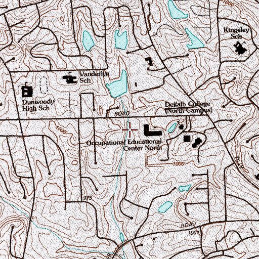 Topographic Map of Dunwoody Elementary School, GA