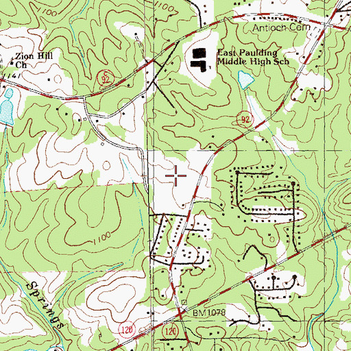 Topographic Map of East Paulding Middle School, GA