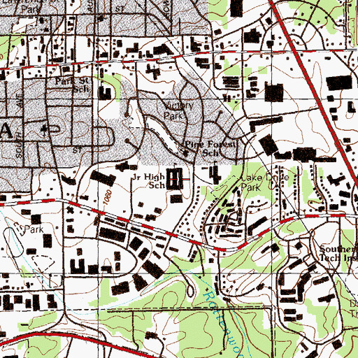 Topographic Map of Marietta Sixth Grade Academy, GA