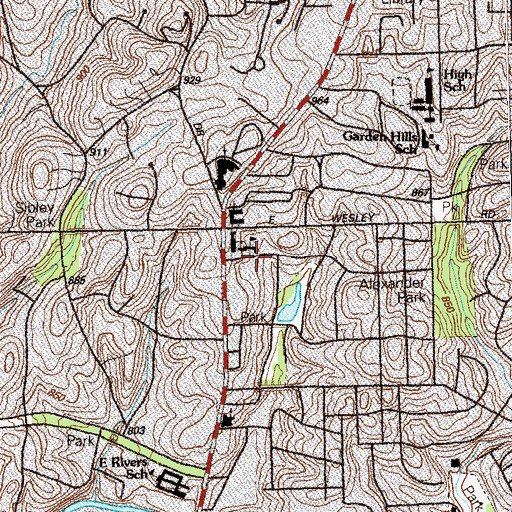 Topographic Map of Christ the King School, GA