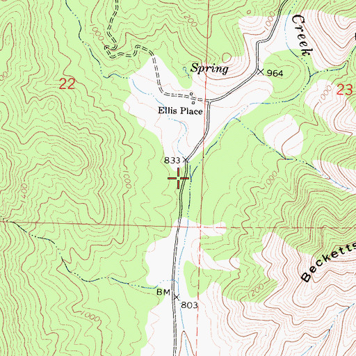 Topographic Map of Bear Creek, CA