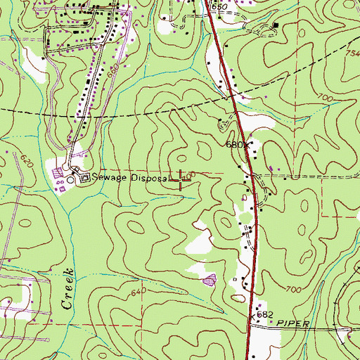 Topographic Map of Indian Creek Middle School, GA