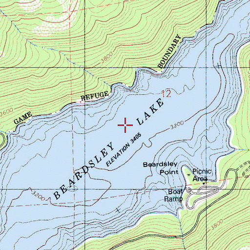 Topographic Map of Beardsley Lake, CA