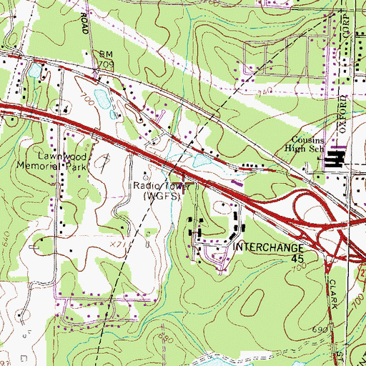 Topographic Map of Administer Tabernacle School, GA