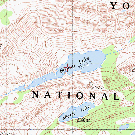 Topographic Map of Bearup Lake, CA
