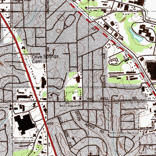 Topographic Map of Green Acres Elementary School, GA