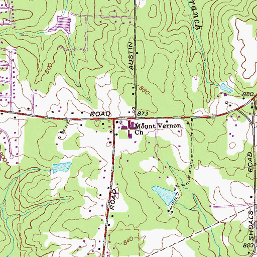Topographic Map of Mount Vernon Christian School, GA