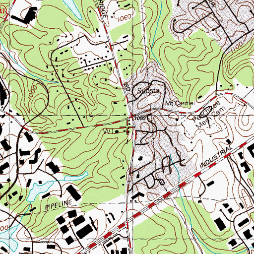 Topographic Map of Peachtree Corners Montessori School and Academy, GA