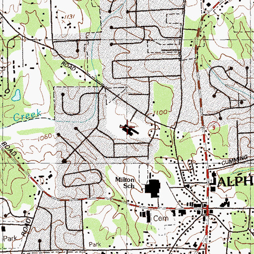 Topographic Map of Alpharetta Elementary School, GA
