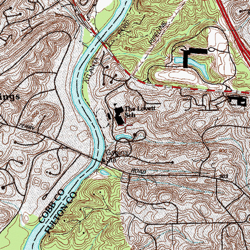 Topographic Map of Lovett School, GA