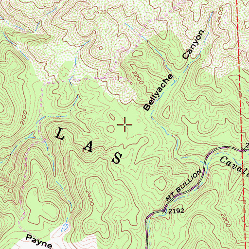 Topographic Map of Bellyache Canyon, CA