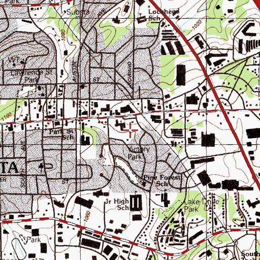 Topographic Map of Roswell Street Baptist School, GA
