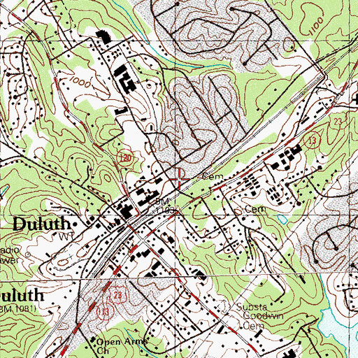 Topographic Map of Duluth Montessori School Main Street Campus, GA