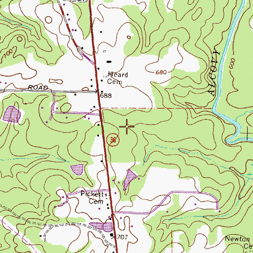 Topographic Map of Alcovy High School, GA