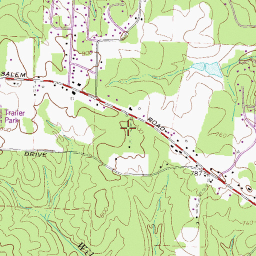 Topographic Map of South Salem Elementary School, GA