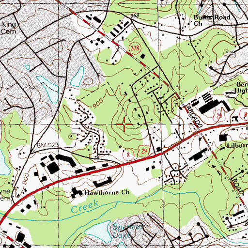 Topographic Map of Berkmar Middle School, GA