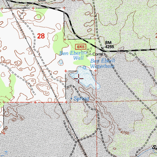 Topographic Map of Ben Eberli Waterhole, CA